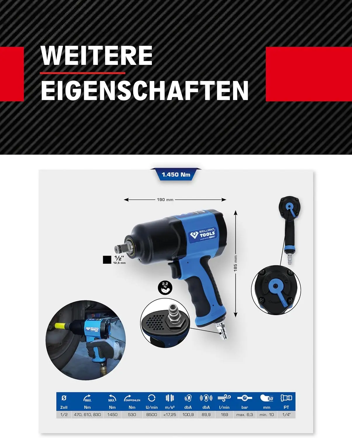 Clé à chocs pneumatique BT1601 - Power Tools Impact Wrench avis et prix